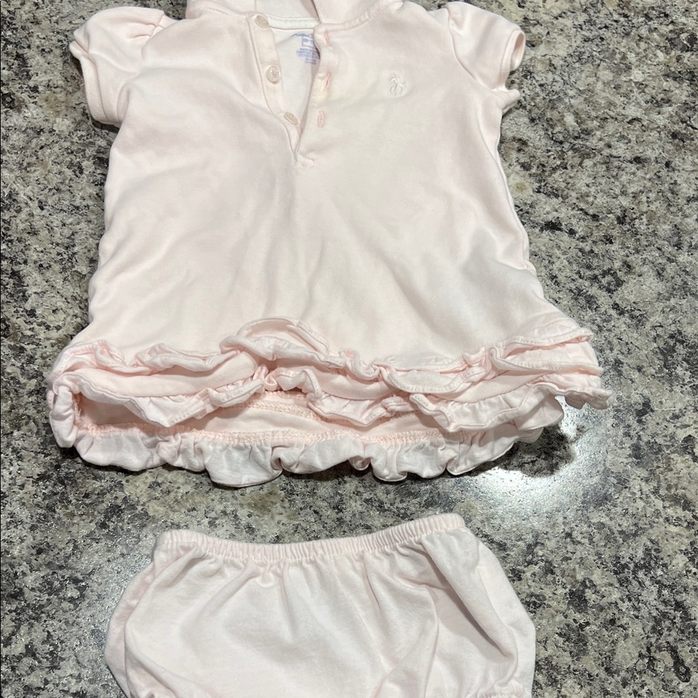 Ralph Lauren Pale Pink Ruffle Polo Dress with Bloomers